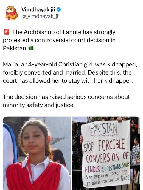 Outrage as Sharia court rules in favour of granting custody of Christian girl, 13, to Muslim man, 30, who kidnapped her, married her, and forcefully converted her to Islam